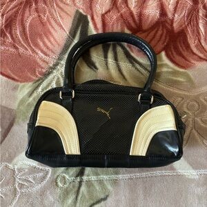 Puma Women's Black and Cream Shoulder Bag